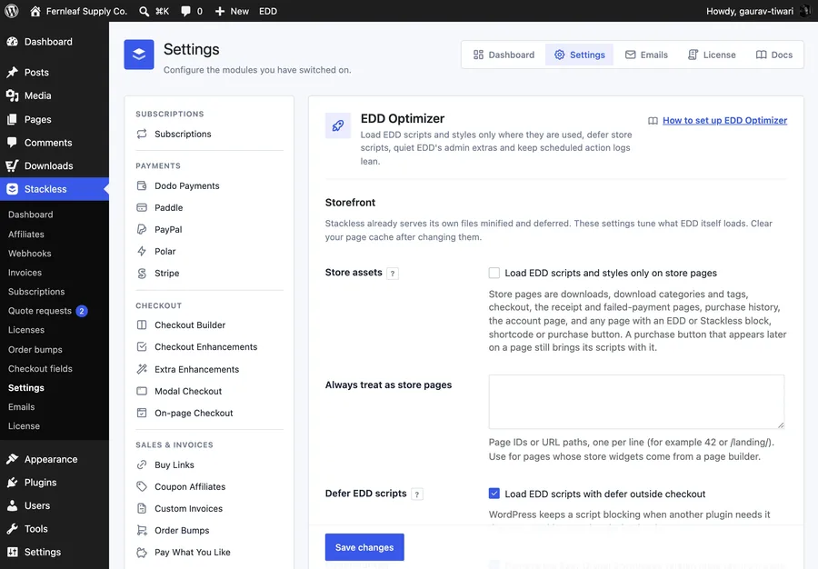 EDD Optimizer settings in Stackless for EDD
